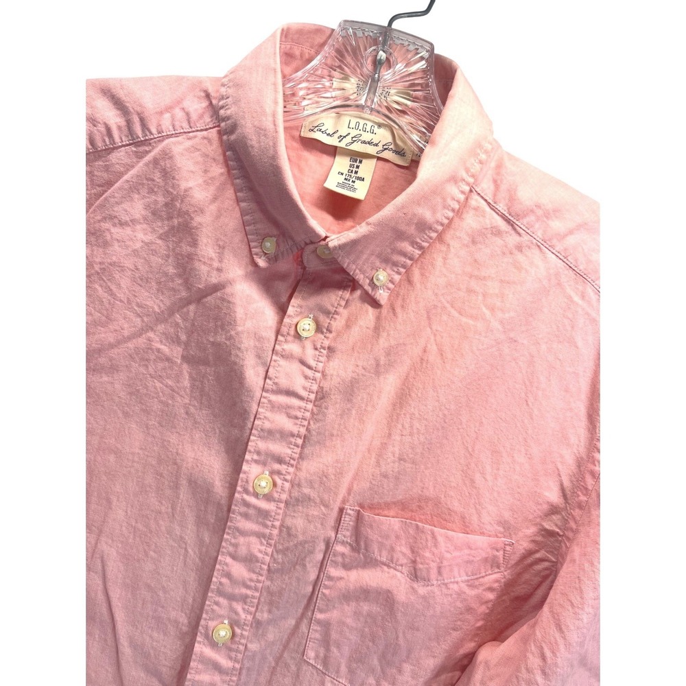 L.O.G.G. Label of Graded Goods Mens Pink Button Down Long Sleeve Shirt Medium